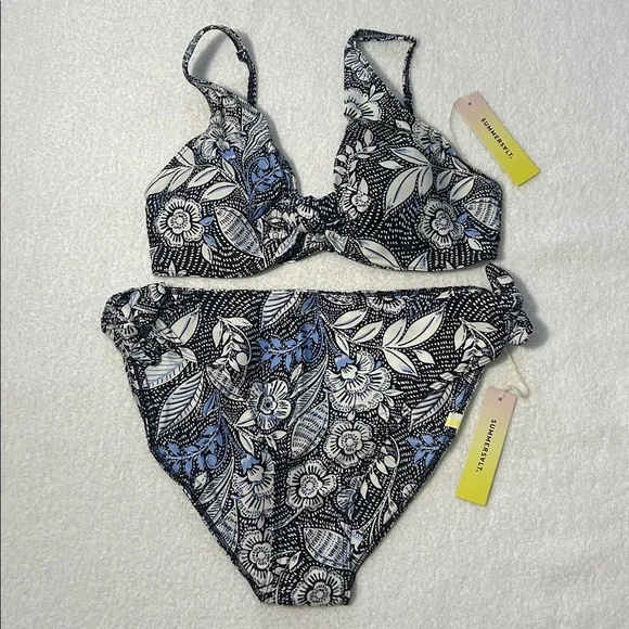 Summersalt 4 Bikini The Jetsetter floral tie front top and side tie bottoms NWT - Picture 2 of 8
